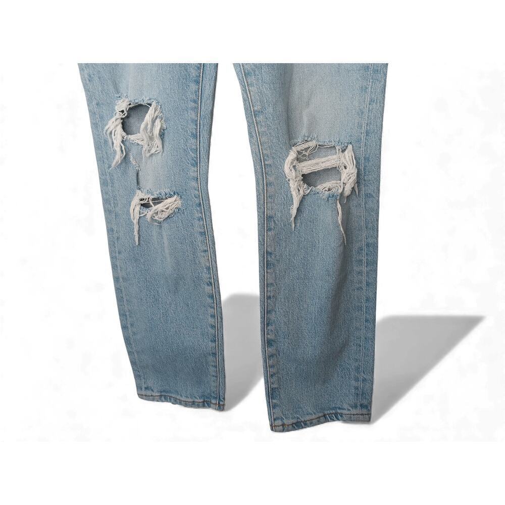 New with Tags Good American x Zara Ripped Classic Slim Jeans Light Wash Size 6 - Picture 4 of 15